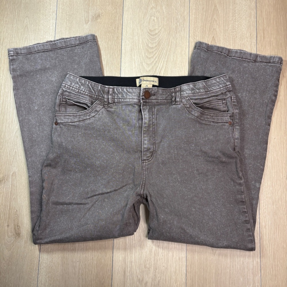 Democracy Ab Technology Gray Acid Wash Straight Leg Jeans Womens Size 16